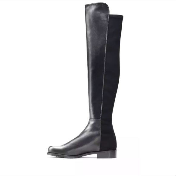 Stuart Weitzman 50/50 Black Leather Boot 11.5 N - Picture 2 of 7